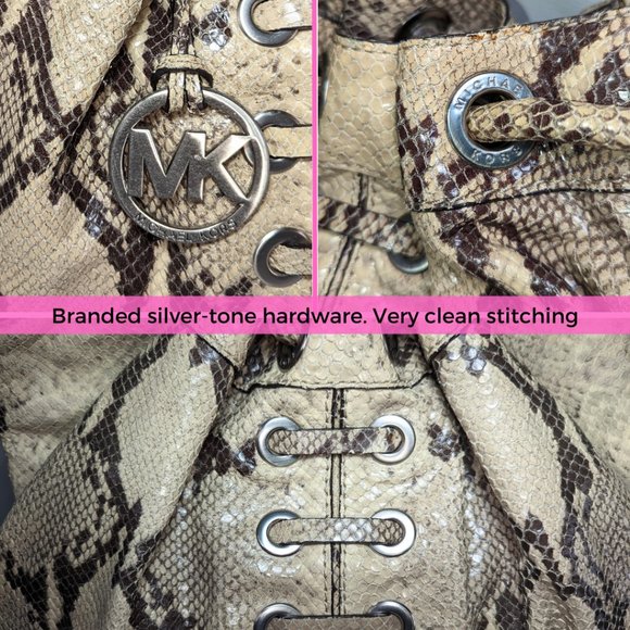 Michael Kors Embossed Snake Large Slouchy Hobo Bag EUC - Picture 11 of 13